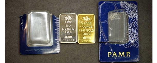 PAMP 1OZ インゴット（プラチナ&金2枚）