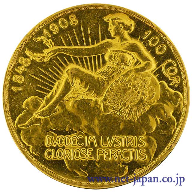 裏：フランツヨセフ 100コロナ金貨
