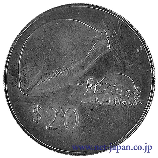 表：金色のタカラガイ20ドル銀貨